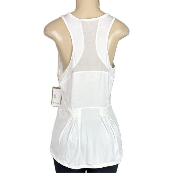 Shape L White Wicking Ventilated Mesh Panels Racerback Flared A- Line Tank Top - Picture 4 of 5